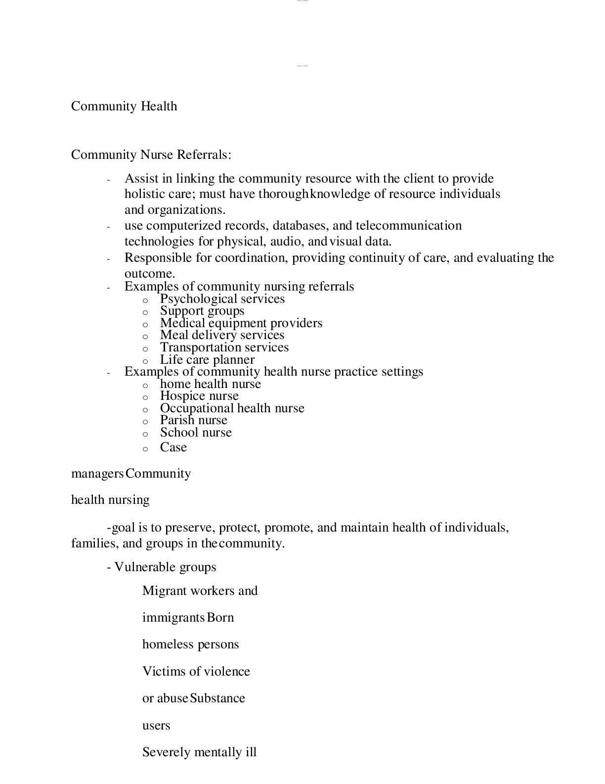 Preview image of ATI COMMUNITY HEALTH STUDY GUIDE document